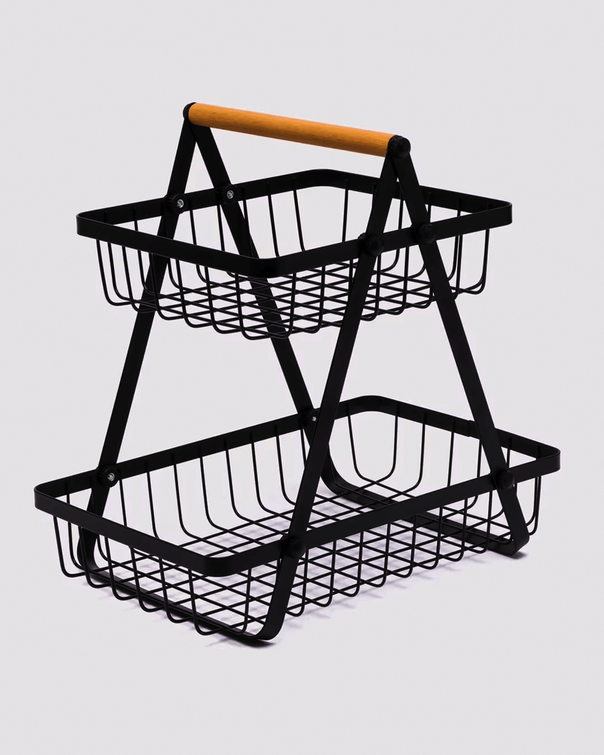 Elegant Dual-Tier Metal Fruit and Snack Basket