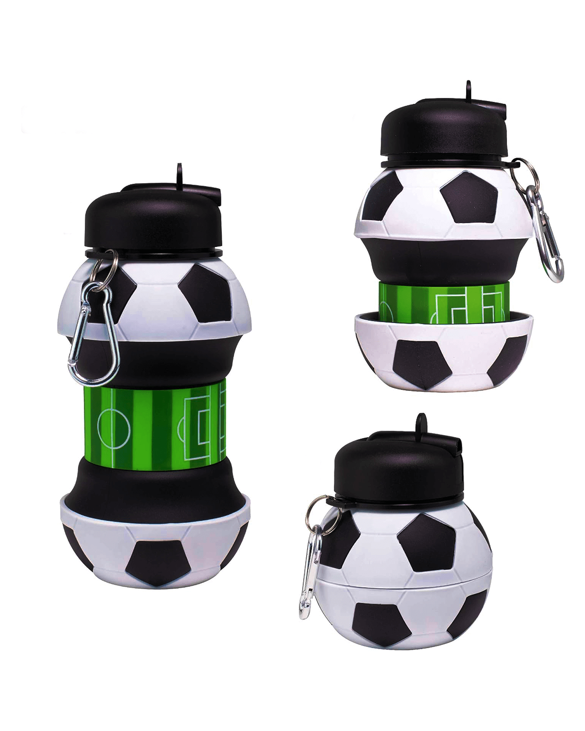 Collapsible Silicone Soccer Ball Water Bottle for Kids