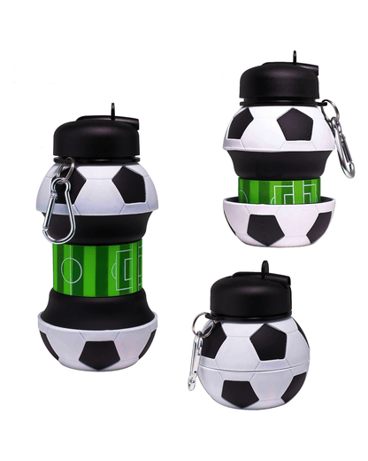 Collapsible Silicone Soccer Ball Water Bottle for Kids